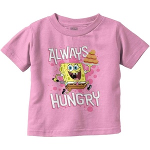 Funny Spongebob Cartoon Always Hungry Toddler Boy Girl T Shirt(Pink)
