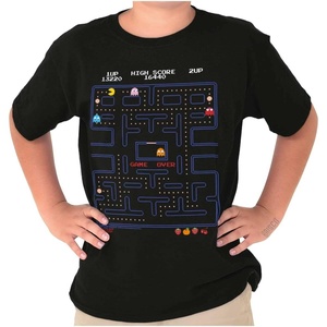Pacman Game Over Retro Video Gaming Crewneck T Shirts Boy Girl