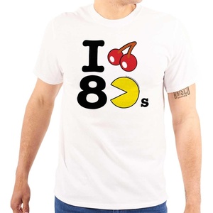 Pacman I Love The 80s Cherry Fruit Graphic T Shirt Men or Women(White)