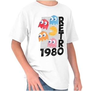 Retro Pacman Arcade Game Characters Crewneck T Shirts Boy Girl