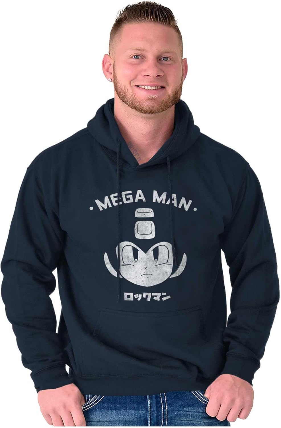 image:imageBrisco Brands Classic Video Game Mega Man RockMan Hoodie Sweatshirt Women MenNavy
