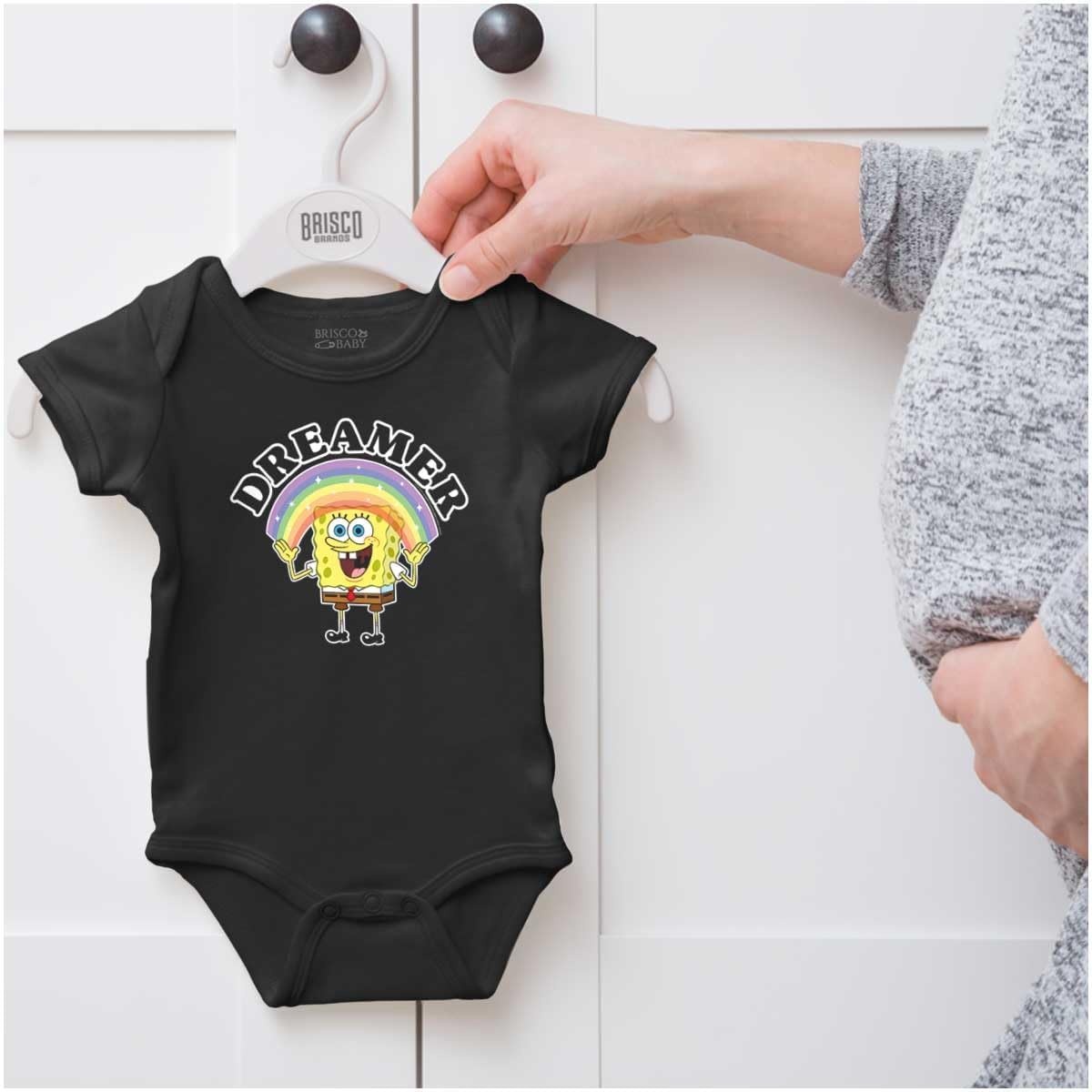 image:imageBrisco Brands SpongeBob Cartoon Rainbow Dreamer Baby Romper Boys or GirlsBlack