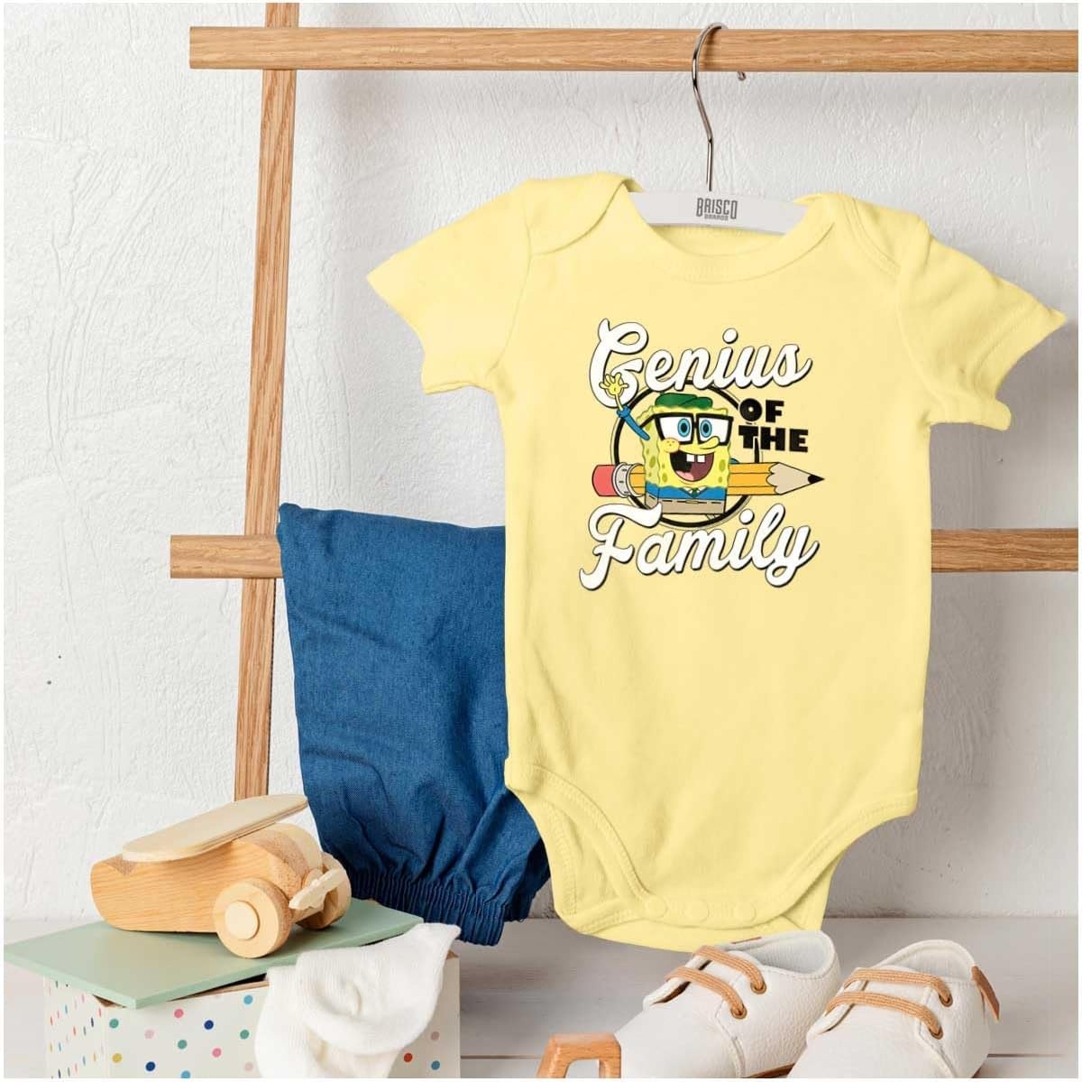 image:imageBrisco Brands SpongeBob Genius of the Family Baby Romper Boys or GirlsBanana