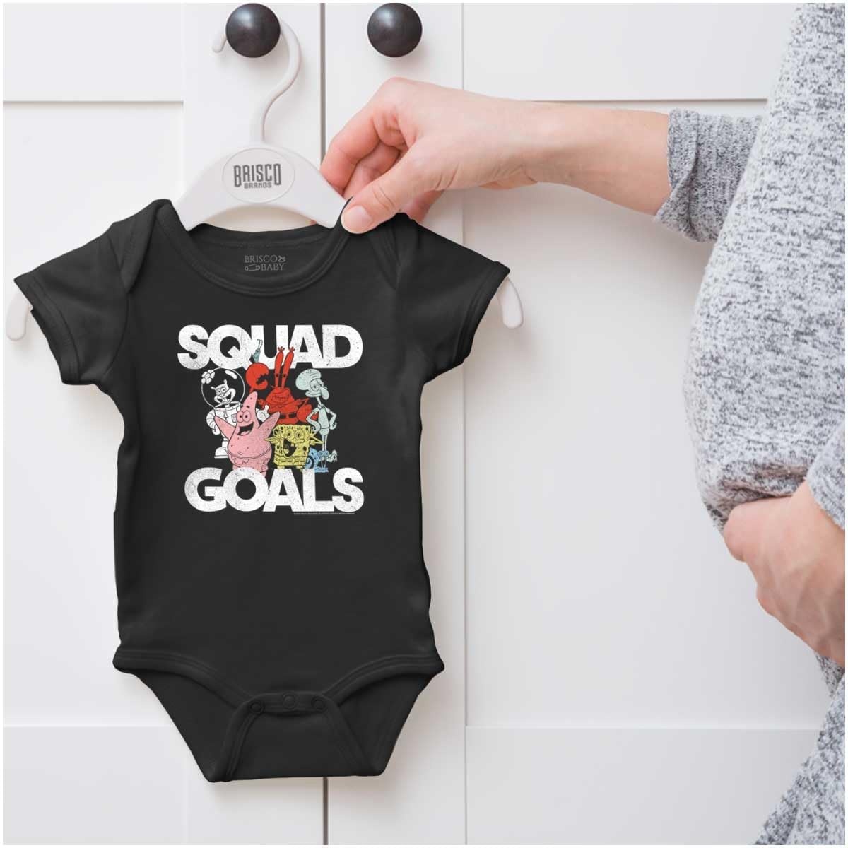 image:imageBrisco Brands SpongeBob and Friends Squad Goals Baby Romper Boys or GirlsBlack