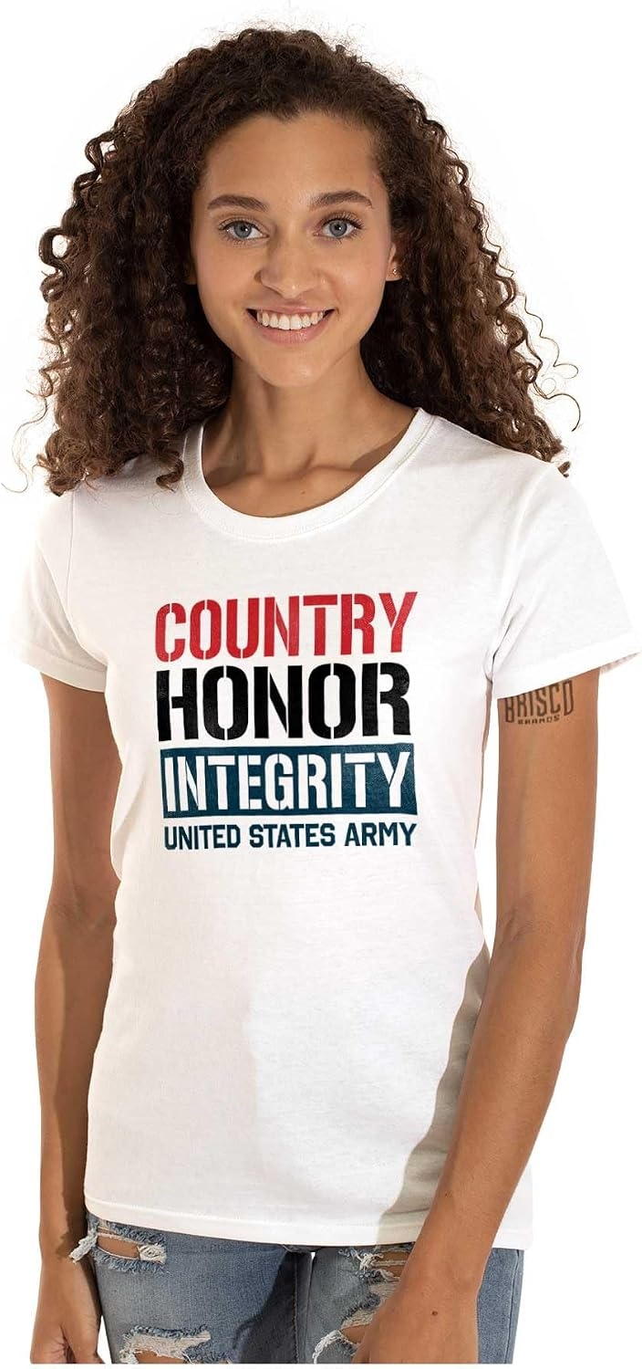 image:imageBrisco Brands US Army Country Honor Integrity Womens Slim Fit Graphic Tee