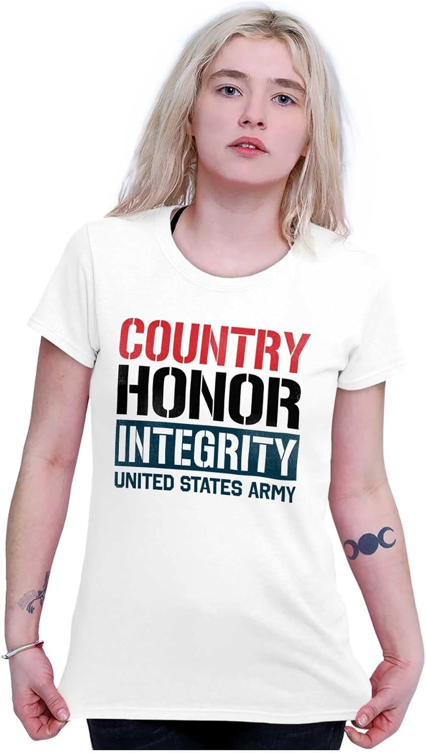image:imageBrisco Brands US Army Country Honor Integrity Womens Slim Fit Graphic Tee