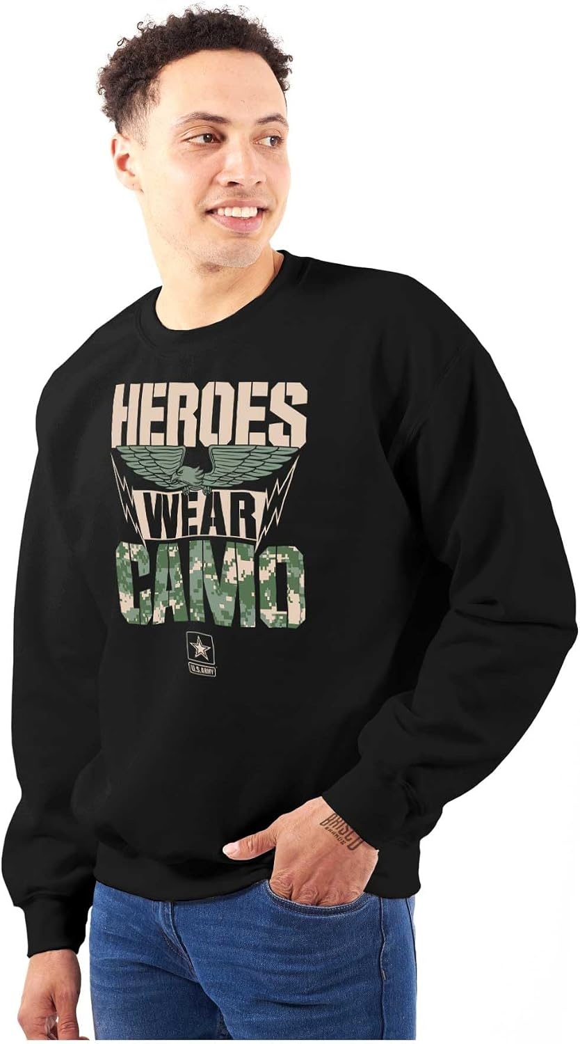 image:imageBrisco Brands US Army Heroes Wear Camo Sweatshirt for Men or WomenBlack