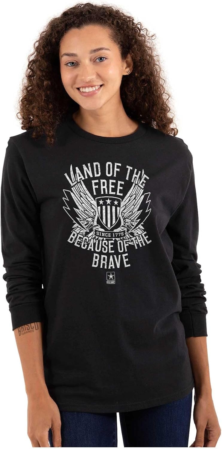 image:imageBrisco Brands US Army Land of The Free Long Sleeve Tshirt Men WomenBlack