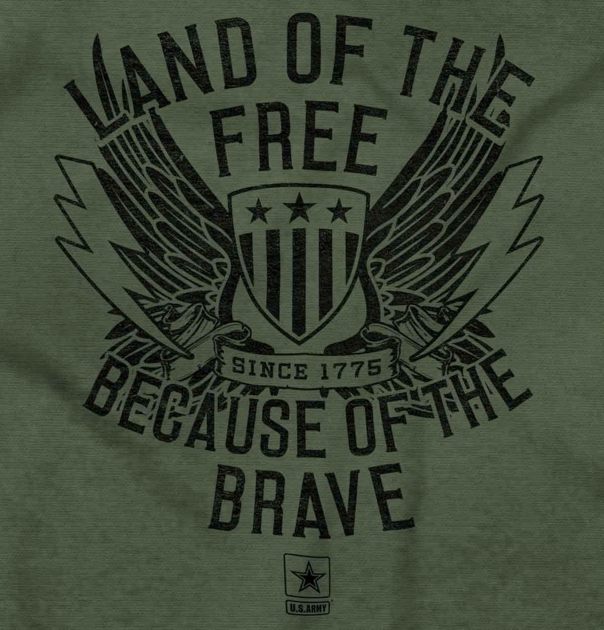 image:imageBrisco Brands US Army Land of The Free Long Sleeve Tshirt Men WomenMilitary Green