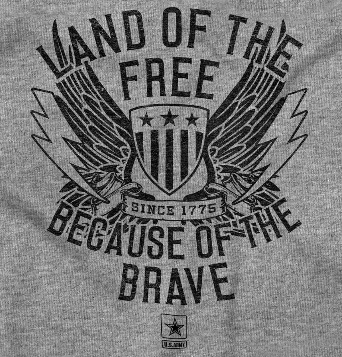image:imageBrisco Brands US Army Land of The Free Long Sleeve Tshirt Men WomenSport Grey