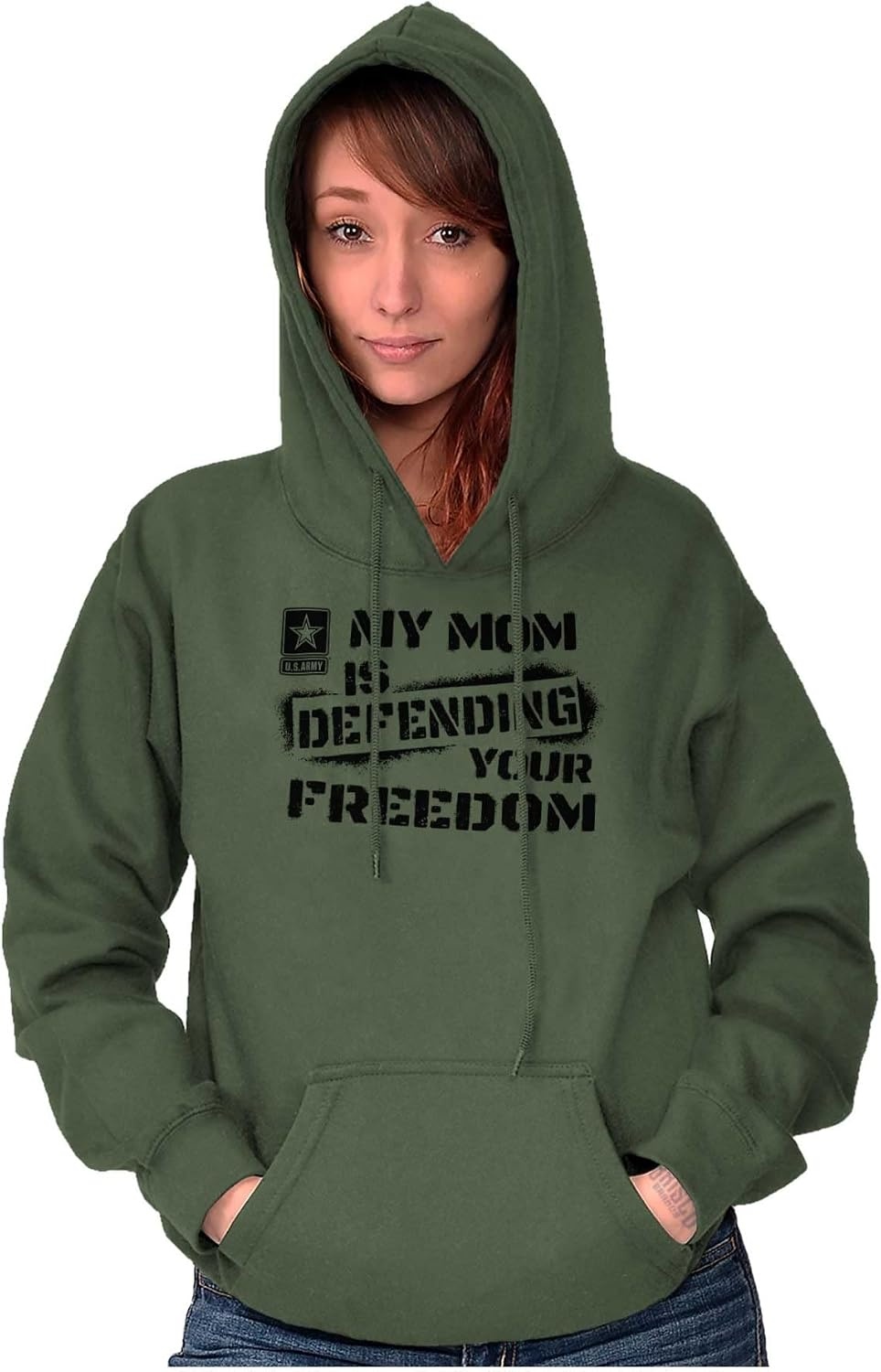 image:imageBrisco Brands US Army My Mom Defending Freedom Hoodie Sweatshirt Women MenMilitary Green