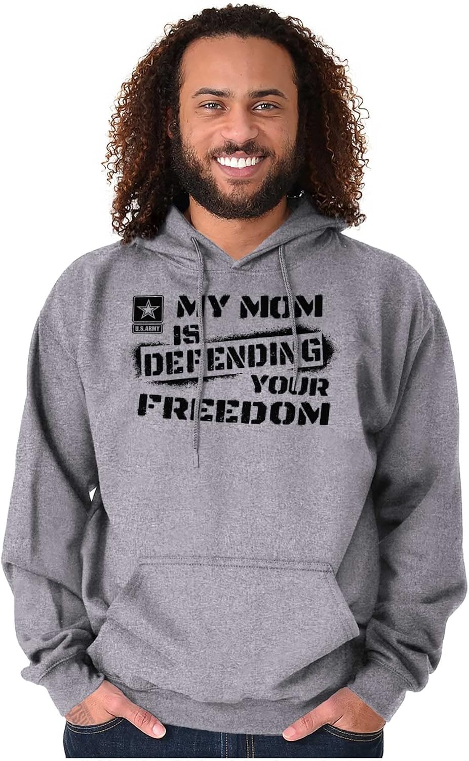 image:imageBrisco Brands US Army My Mom Defending Freedom Hoodie Sweatshirt Women MenSport Grey