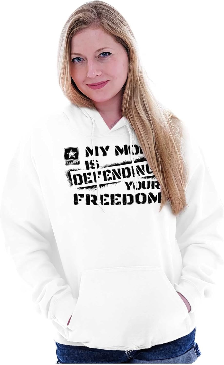 image:imageBrisco Brands US Army My Mom Defending Freedom Hoodie Sweatshirt Women MenWhite