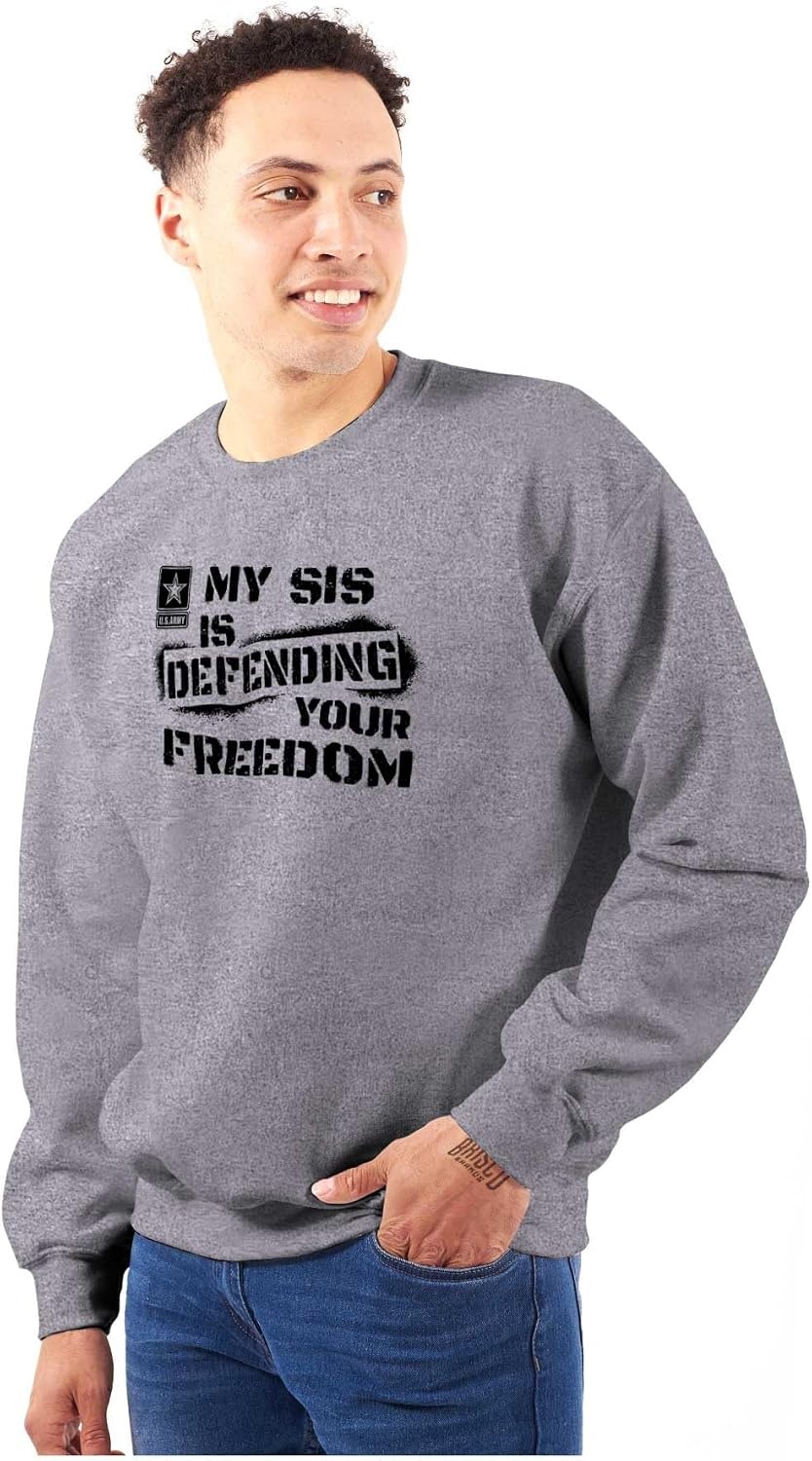 image:imageBrisco Brands US Army My Sis Defending Freedom Sweatshirt for Men or WomenSport Grey