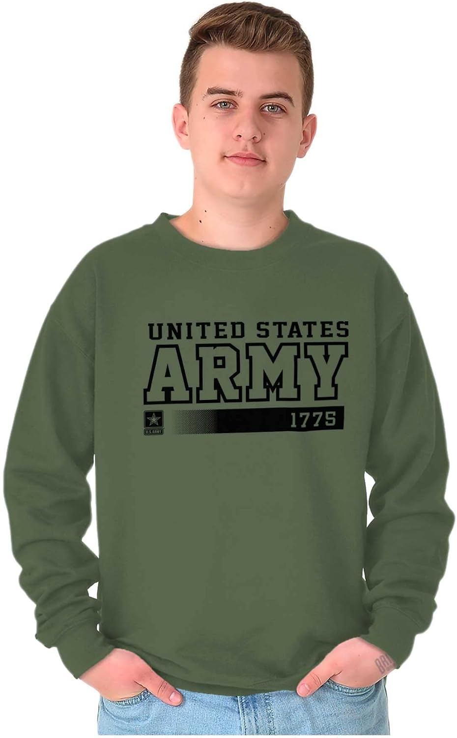 image:imageBrisco Brands US Army Proud American Soldier Sweatshirt for Men or WomenMilitary Green
