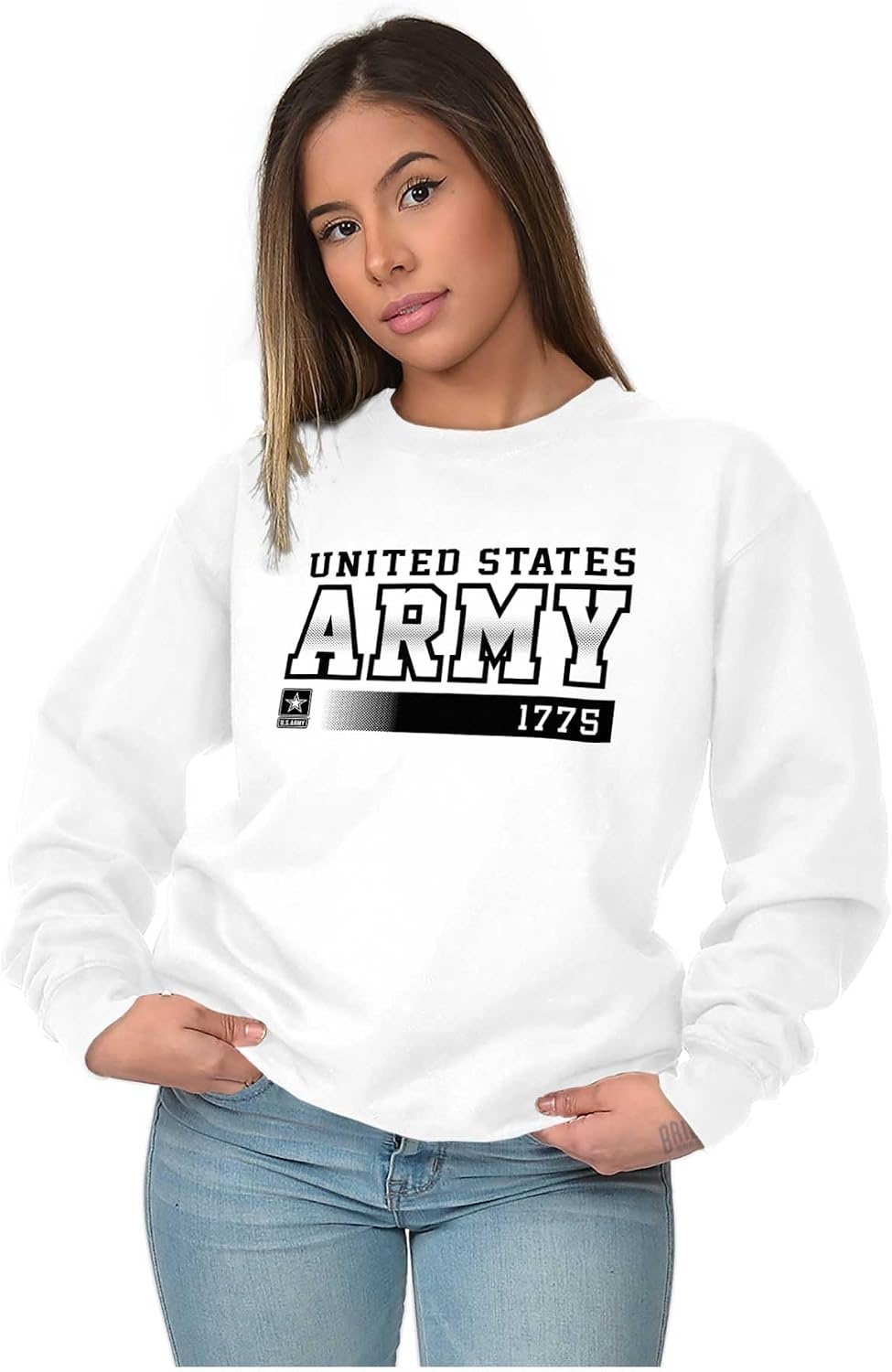 image:imageBrisco Brands US Army Proud American Soldier Sweatshirt for Men or WomenWhite