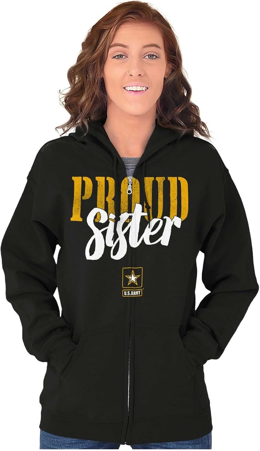 image:imageBrisco Brands US Army Proud Sister of a Soldier Zip Hoodie Sweatshirt Women