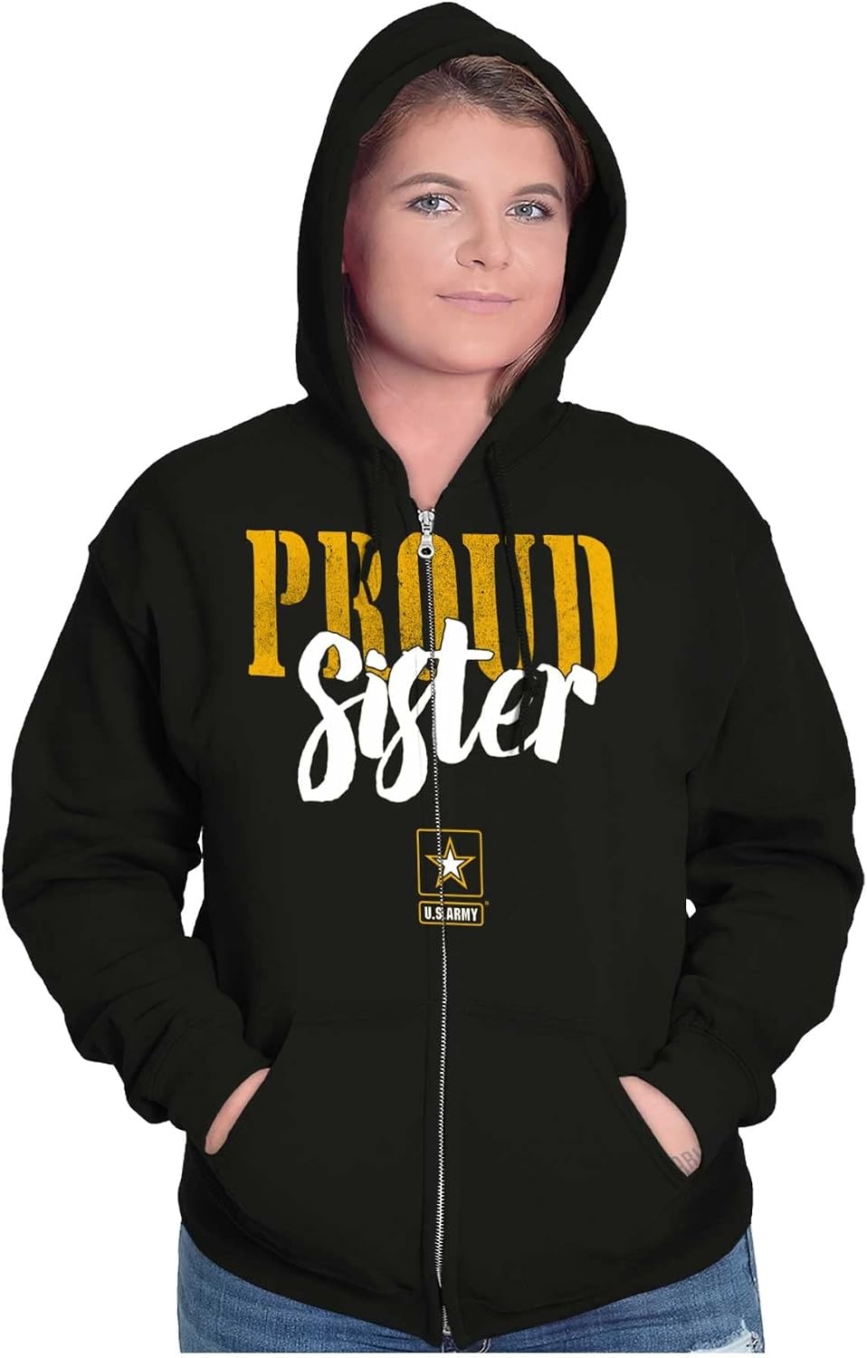 image:imageBrisco Brands US Army Proud Sister of a Soldier Zip Hoodie Sweatshirt Women