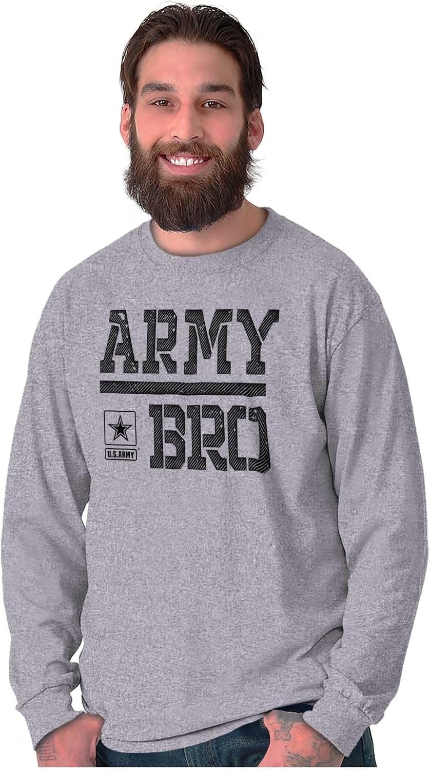 image:imageUS Army Bro Military Soldier Pride Mens Long Sleeve Tee T ShirtSport Grey