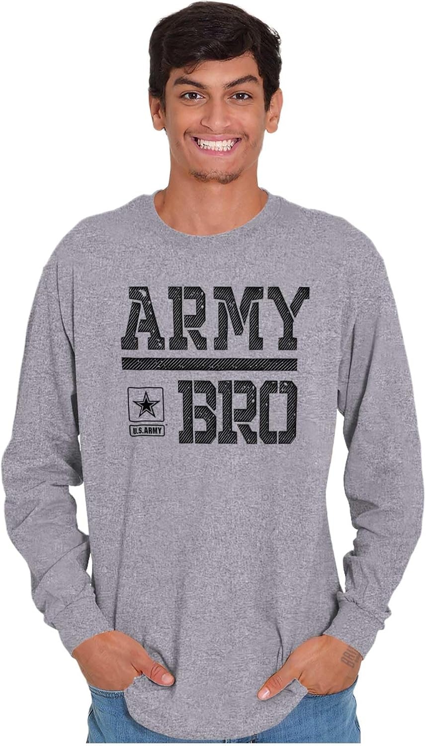 image:imageUS Army Bro Military Soldier Pride Mens Long Sleeve Tee T ShirtSport Grey
