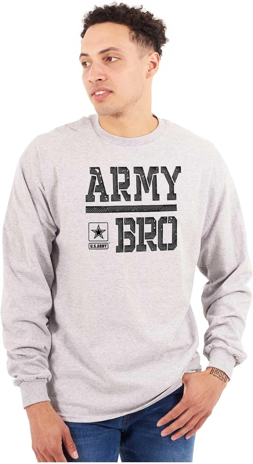 image:imageUS Army Bro Military Soldier Pride Mens Long Sleeve Tee T ShirtSport Grey