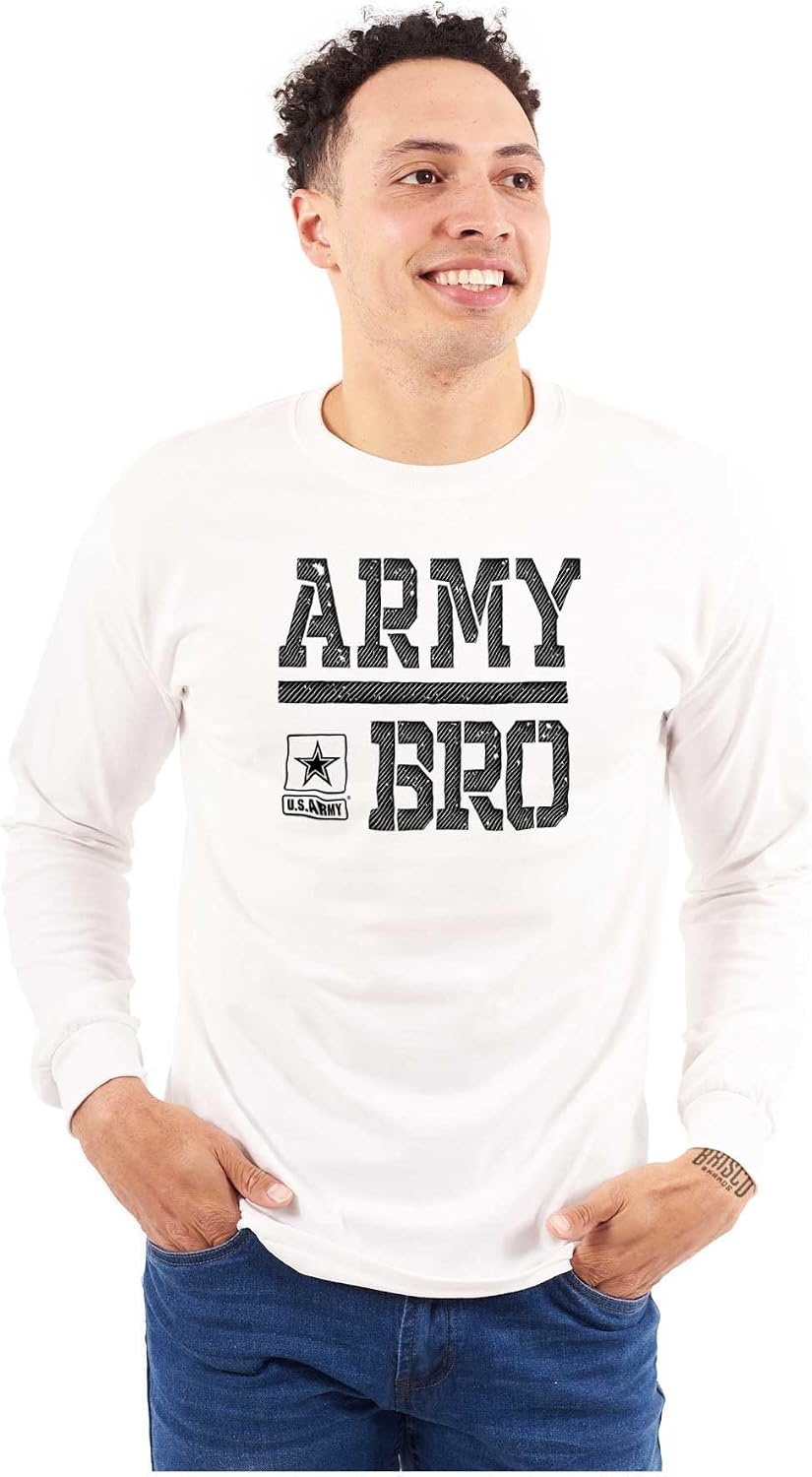 image:imageUS Army Bro Military Soldier Pride Mens Long Sleeve Tee T ShirtWhite