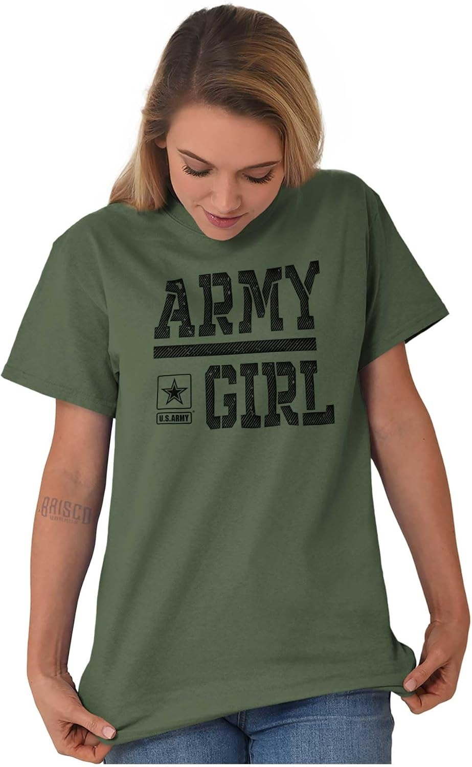 image:imageUS Army Girl Military Soldier Pride Womens Graphic T Shirt TeesMilitary Green