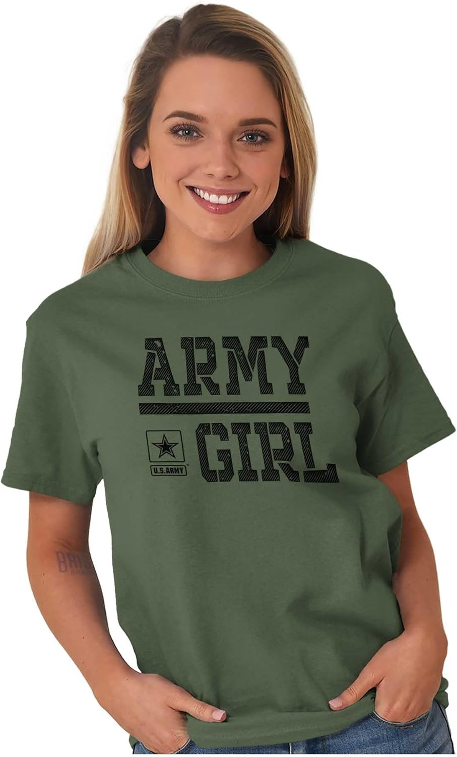 image:imageUS Army Girl Military Soldier Pride Womens Graphic T Shirt TeesMilitary Green