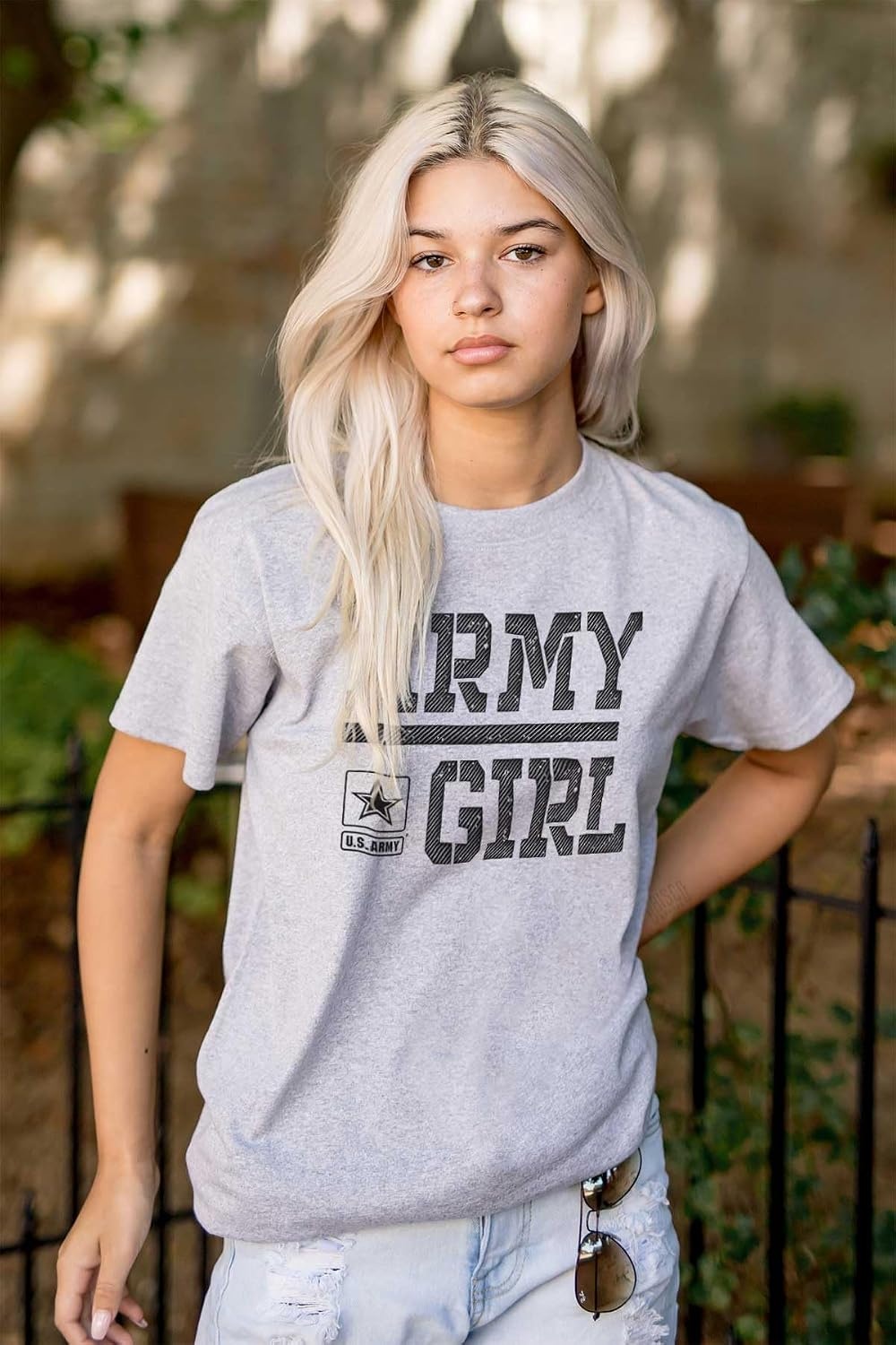 image:imageUS Army Girl Military Soldier Pride Womens Graphic T Shirt TeesSport Grey