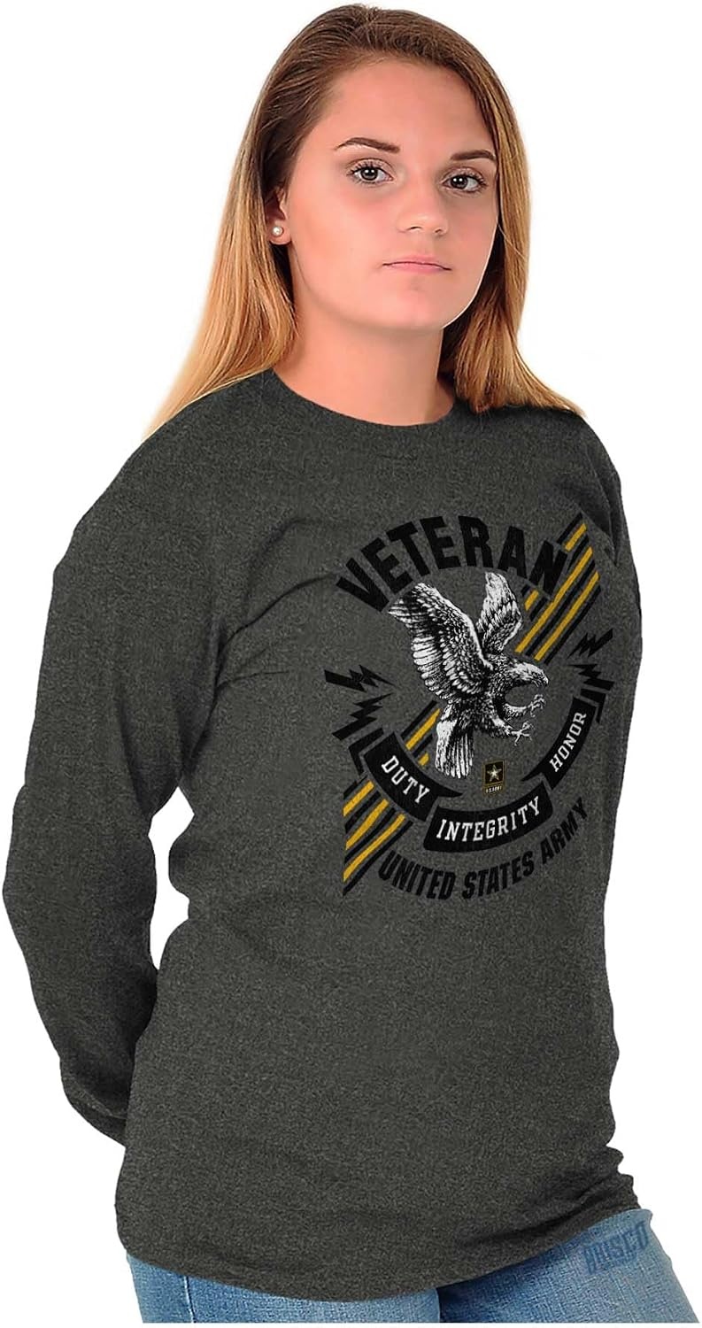 image:imageUS Army Pride Veteran Bald Eagle Long Sleeve Tshirt Men WomenDark Heather
