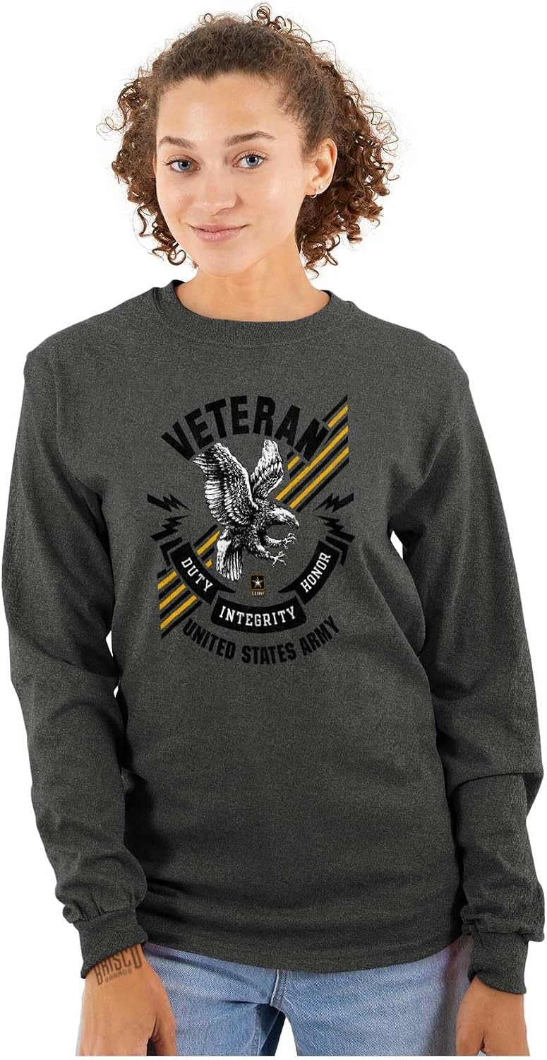 image:imageUS Army Pride Veteran Bald Eagle Long Sleeve Tshirt Men WomenDark Heather
