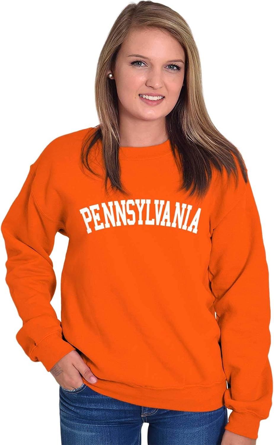 image:imageUSA State Simple Traditional Classic Sweatshirt for Men and WomenOrange