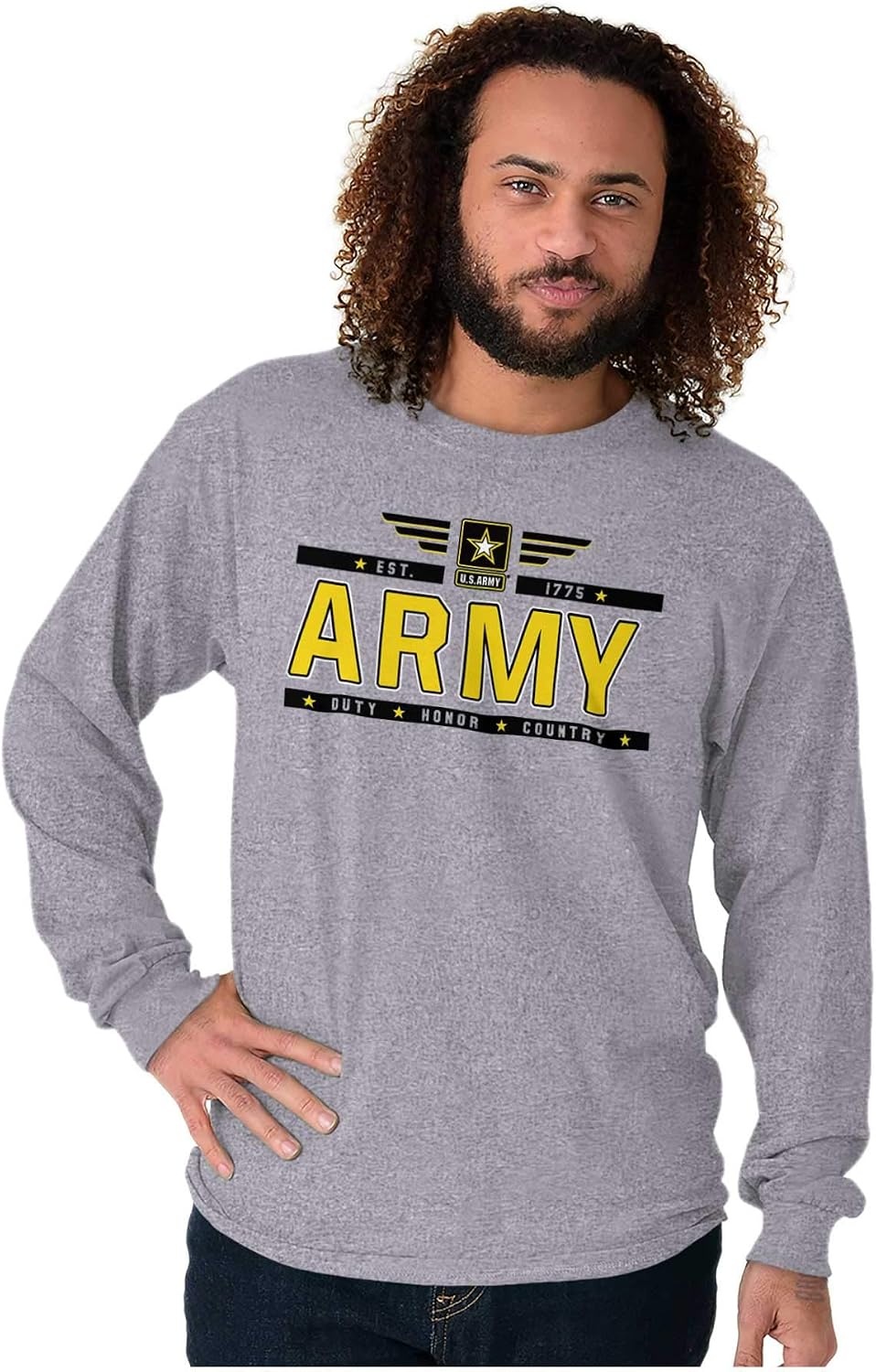 image:imageUnited States American Army Hero USA Long Sleeve Tshirt Men WomenSport Grey
