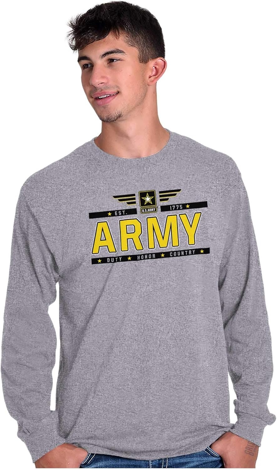 image:imageUnited States American Army Hero USA Long Sleeve Tshirt Men WomenSport Grey