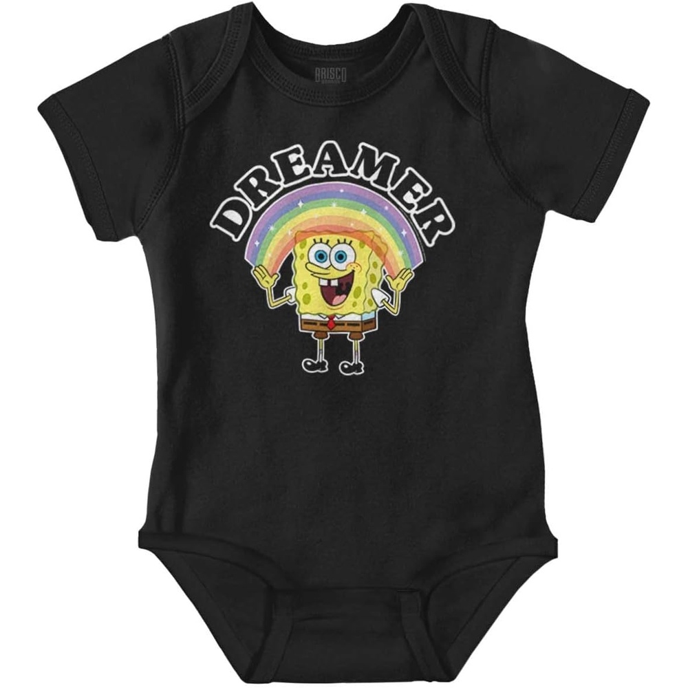 image:imageBrisco Brands SpongeBob Cartoon Rainbow Dreamer Baby Romper Boys or GirlsBlack