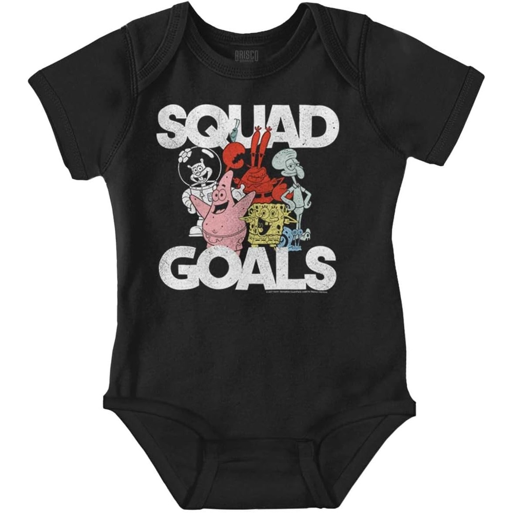 image:imageBrisco Brands SpongeBob and Friends Squad Goals Baby Romper Boys or GirlsBlack