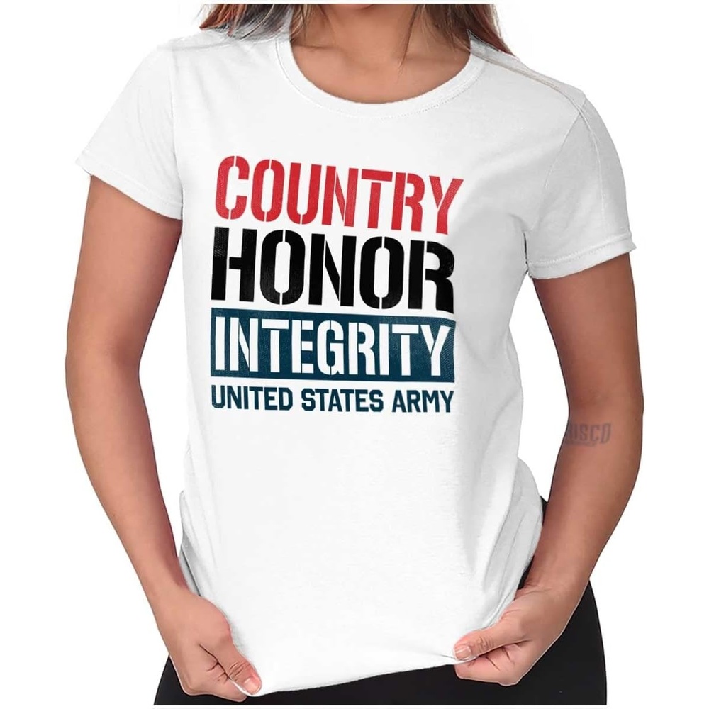 image:imageBrisco Brands US Army Country Honor Integrity Womens Slim Fit Graphic Tee