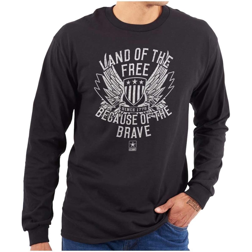 image:imageBrisco Brands US Army Land of The Free Long Sleeve Tshirt Men WomenBlack