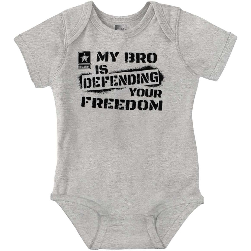 image:imageBrisco Brands US Army My Bro Defending Freedom Baby Romper Boys or GirlsHeather