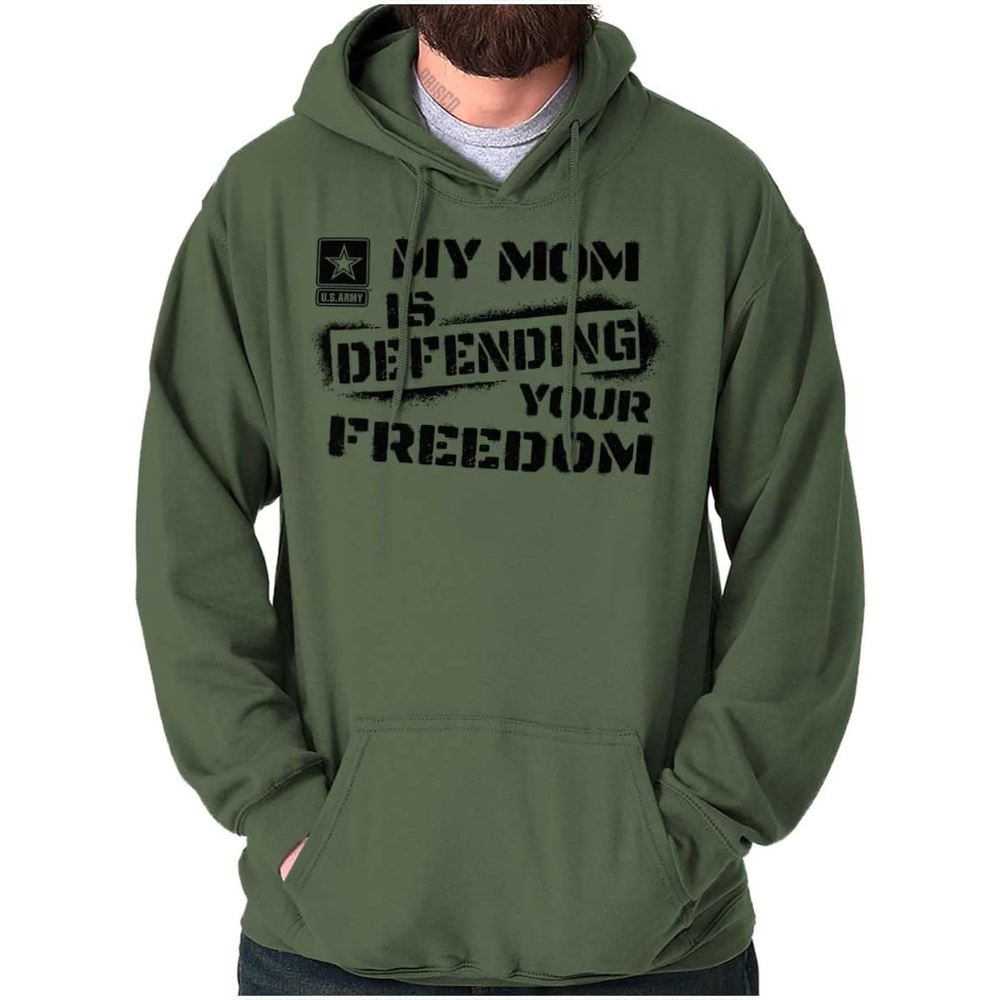 image:imageBrisco Brands US Army My Mom Defending Freedom Hoodie Sweatshirt Women MenMilitary Green