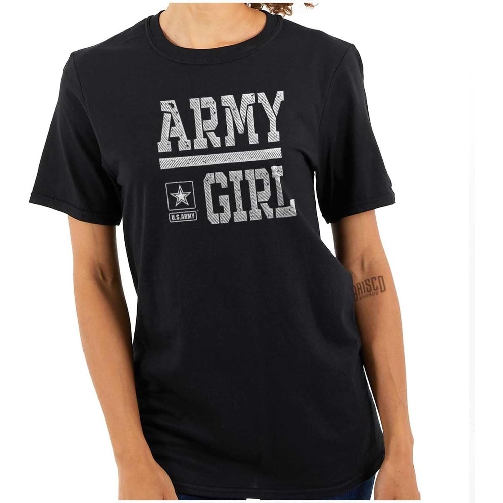 image:imageUS Army Girl Military Soldier Pride Womens Graphic T Shirt TeesBlack