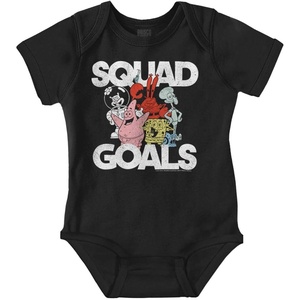 Brisco Brands SpongeBob and Friends Squad Goals Baby Romper Boys or Girls(Black)