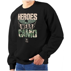 Brisco Brands US Army Heroes Wear Camo Sweatshirt for Men or Women(Black)