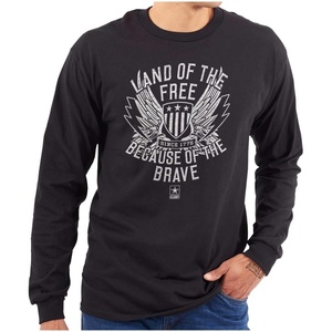 Brisco Brands US Army Land of The Free Long Sleeve Tshirt Men Women(Black)
