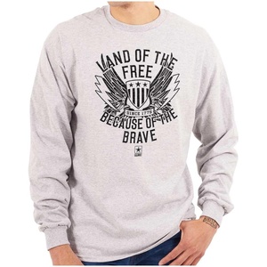Brisco Brands US Army Land of The Free Long Sleeve Tshirt Men Women(Sport Grey)