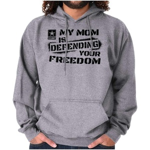 Brisco Brands US Army My Mom Defending Freedom Hoodie Sweatshirt Women Men(Sport Grey)