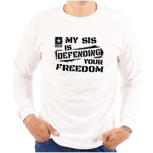 Brisco Brands US Army My Sis Defending Freedom Long Sleeve Tshirt Men Women(White)