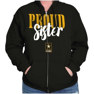 Brisco Brands US Army Proud Sister of a Soldier Zip Hoodie Sweatshirt Women
