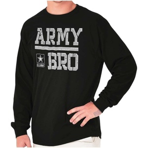 US Army Bro Military Soldier Pride Mens Long Sleeve Tee T Shirt(Black)