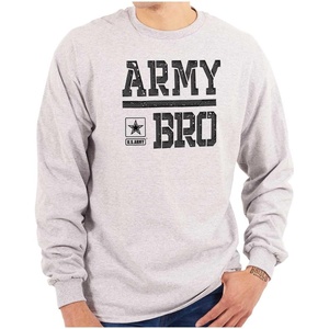 US Army Bro Military Soldier Pride Mens Long Sleeve Tee T Shirt(Sport Grey)